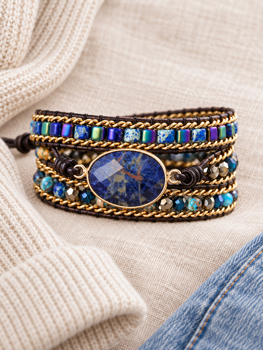 Sodalite & Jasper Bead Wrap Bracelet