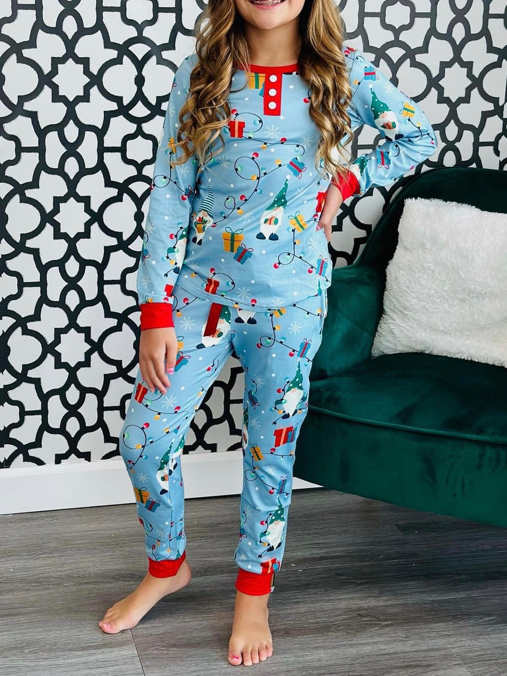 Holiday Pajama Pant Set - Gnome - Kids  - Final Sale