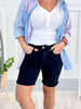 Smooth Sailing - Judy Blue Tummy Control Navy Bermuda Shorts  - Final Sale