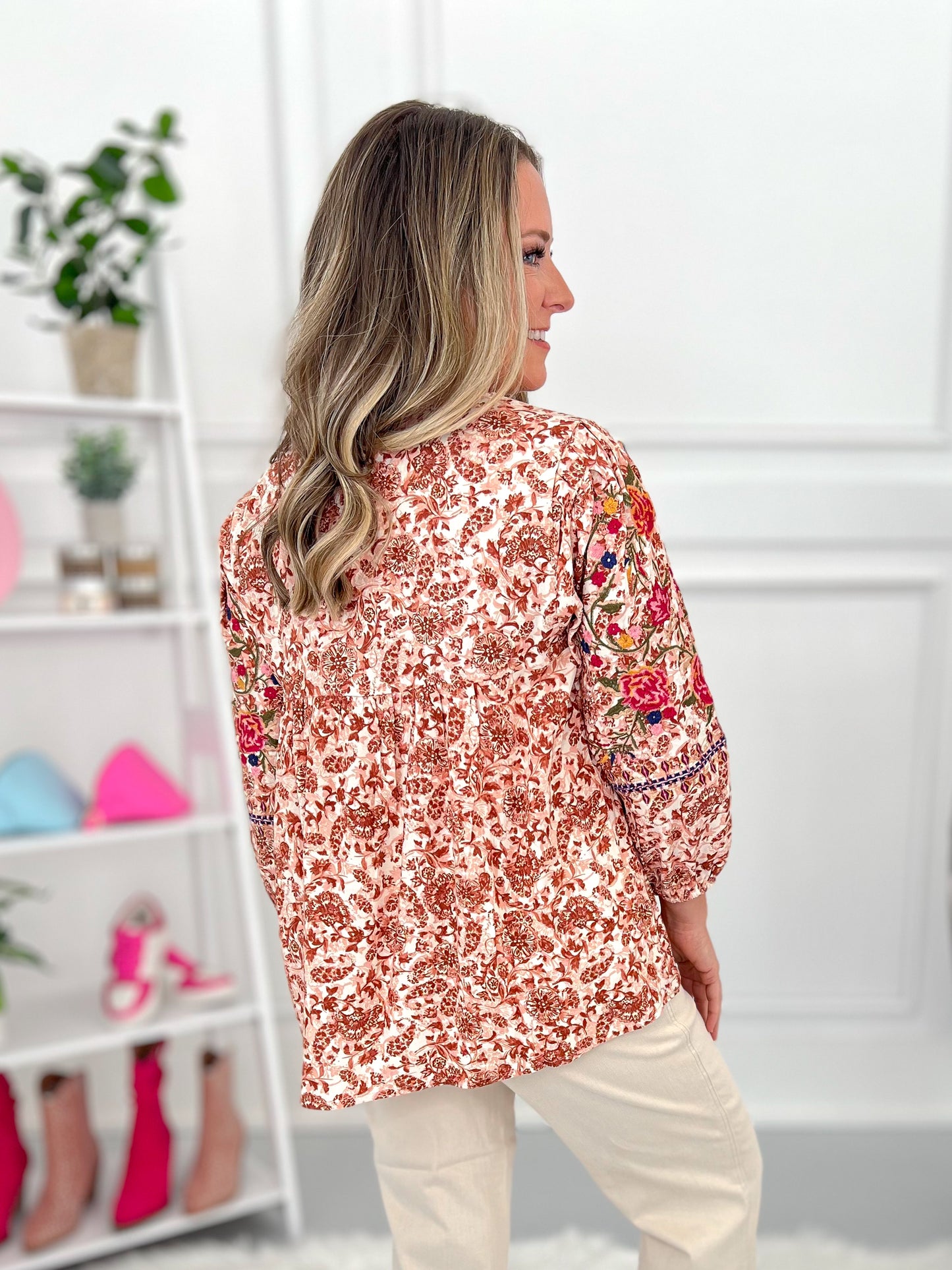 Tuscan Sun Embroidered Blouse - Final Sale