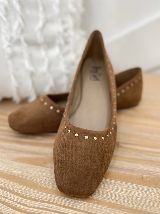 Corky's Just In Time Flat Wedge - Brown Faux Suede