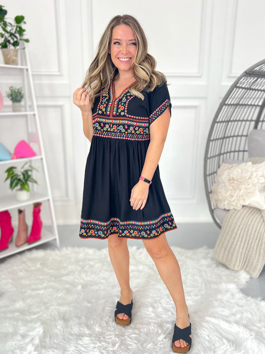 Meet Me in Mexico Embroidered Dress - Final Sale
