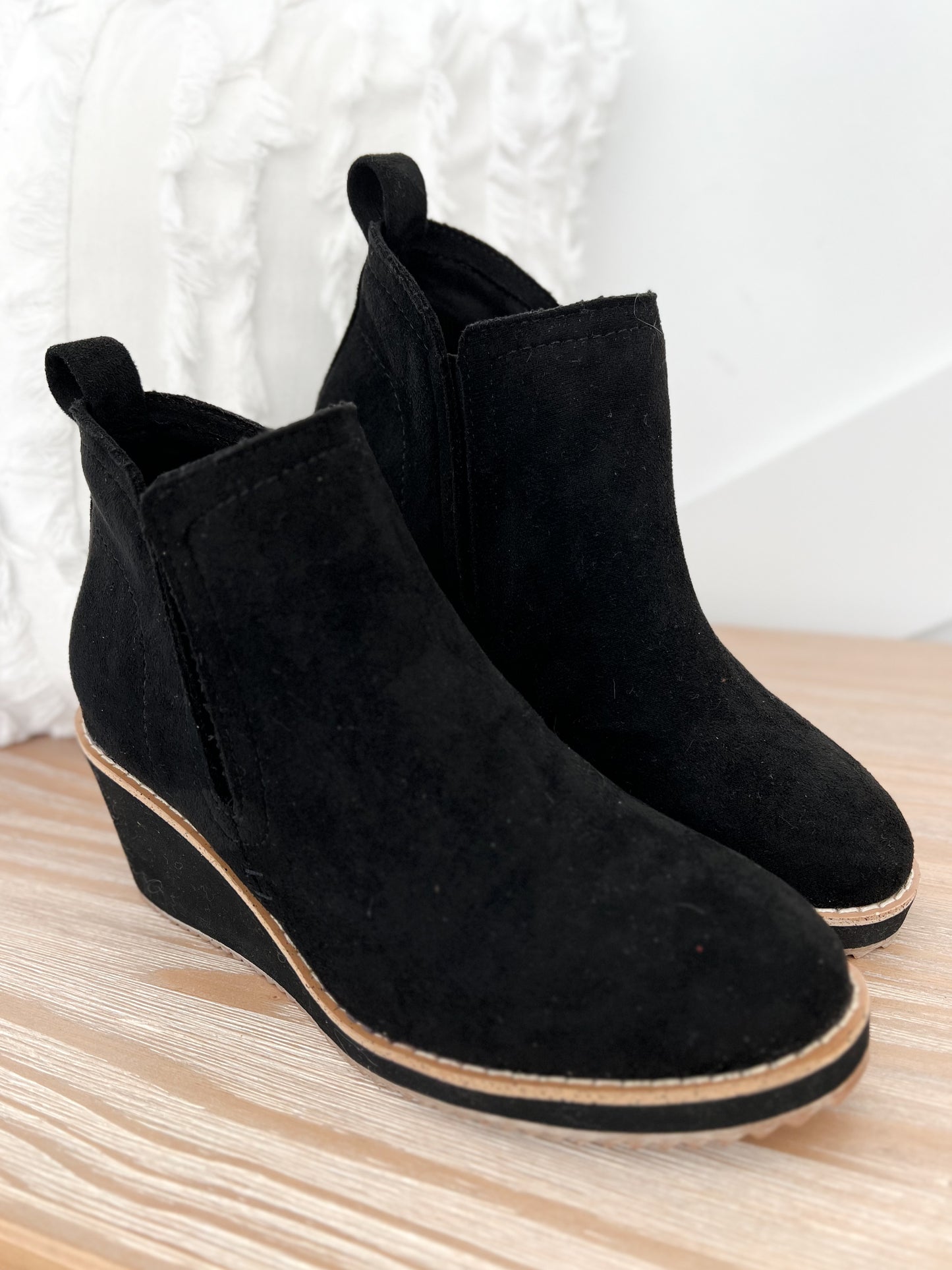 Corky's Tomb Wedge - Black Suede