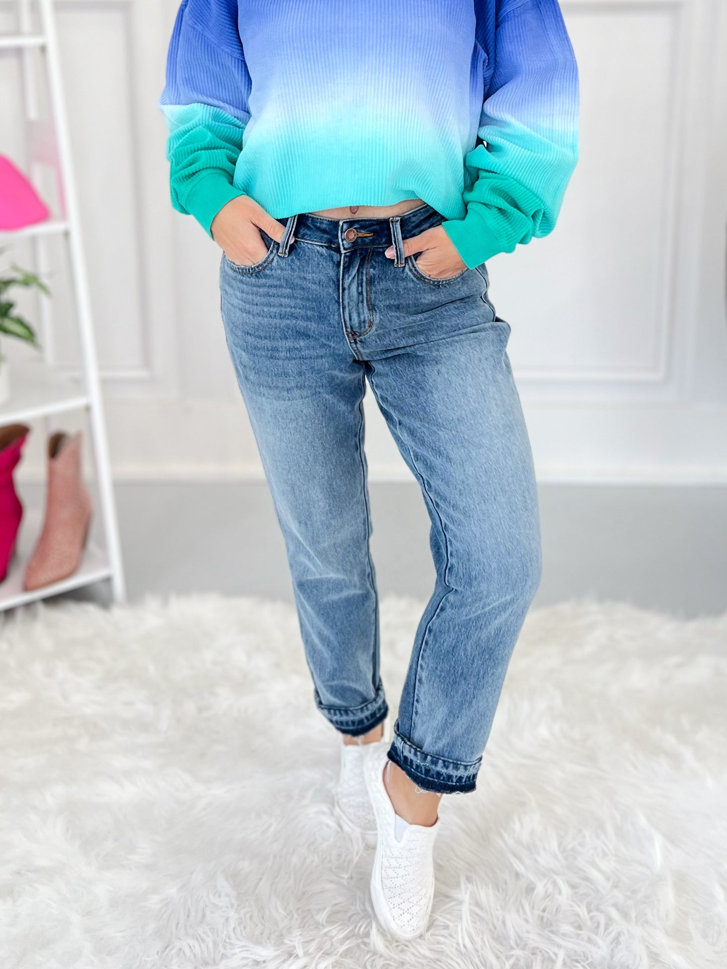 I'm a Believer - Judy Blue Rigid Magic Release Hem Boyfriend Jeans - Final Sale