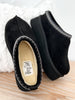 Corky's Pillow Talk Platform Slippers - Black Faux Suede