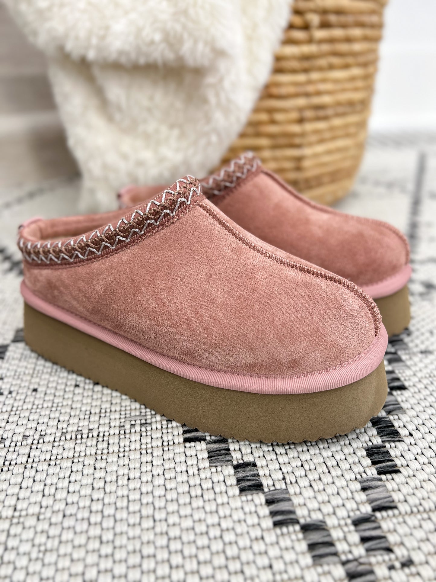 Corky's Pillow Talk Platform Slippers - Blush Faux Suede