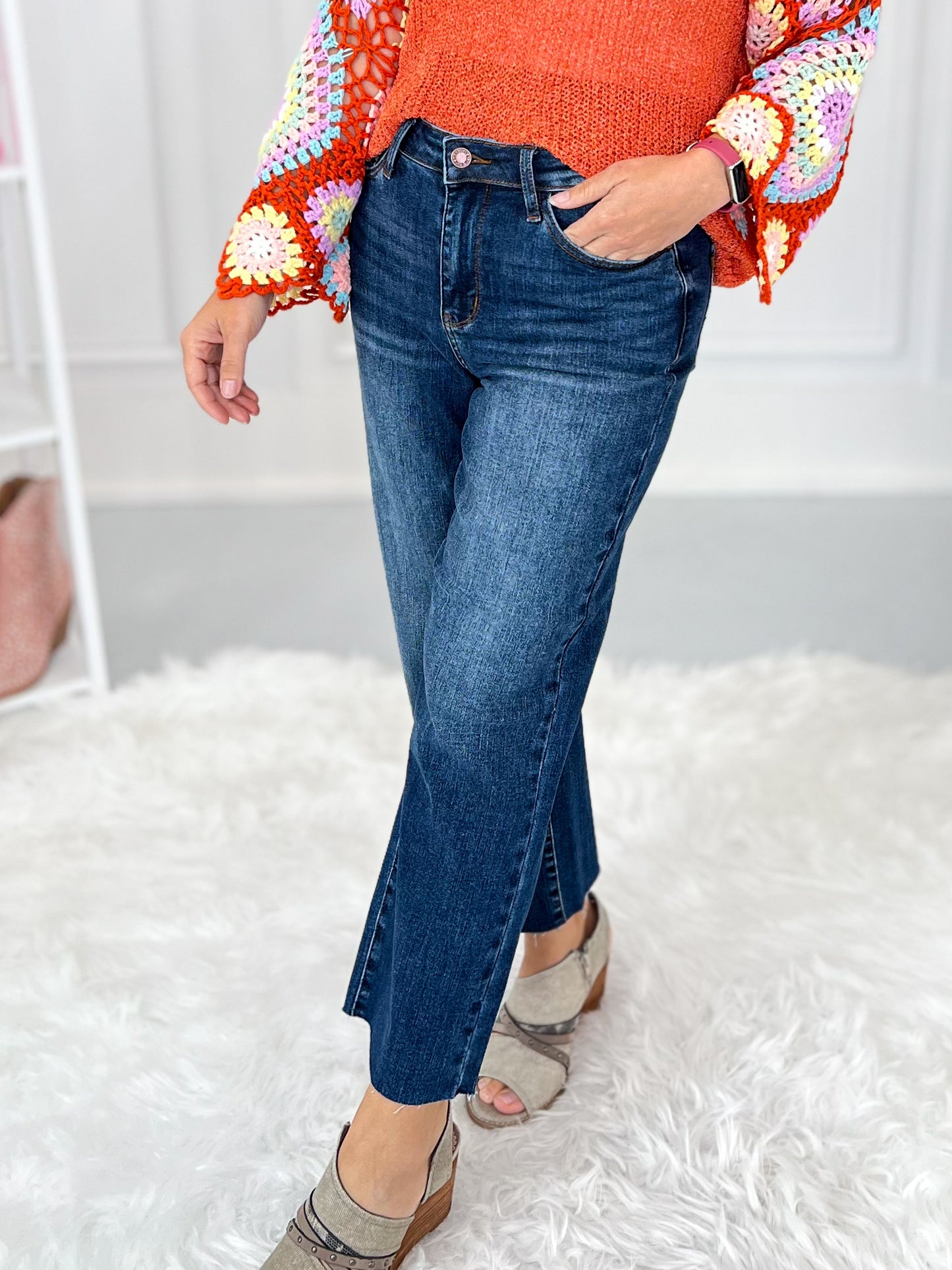 One Sweet Day  - Judy Blue Cropped Wide Leg Jeans