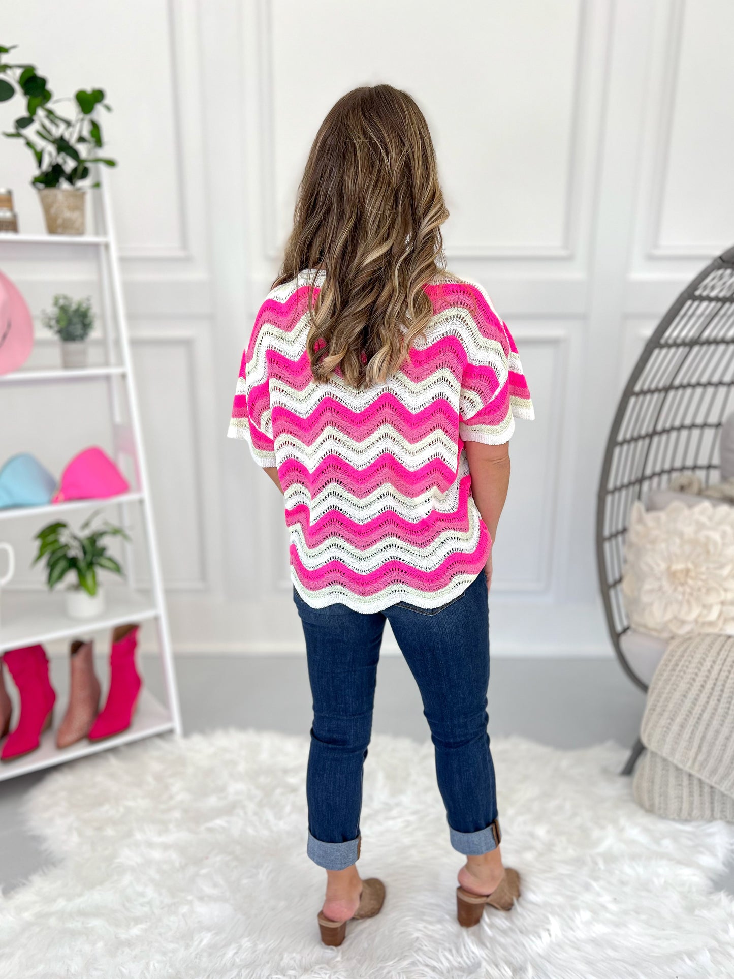 Watermelon Wave Knit Top - Final Sale