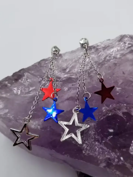 Patriotic Stars Fringe Earrings - Final Sale