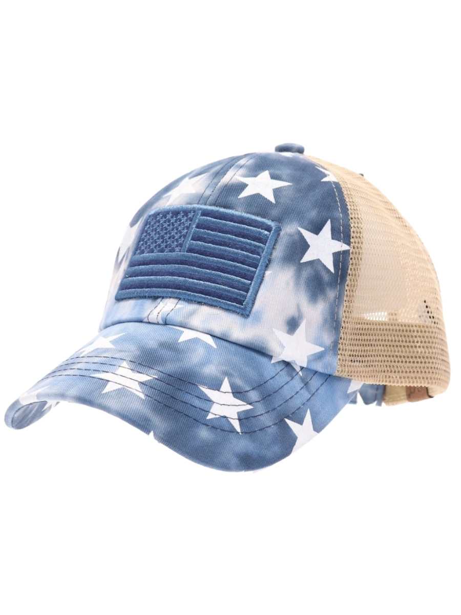 Tie Dye Star Print American Flag Hat