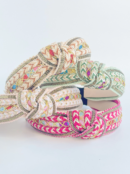 Boho Embellished Woven Knot Headband - Final Sale