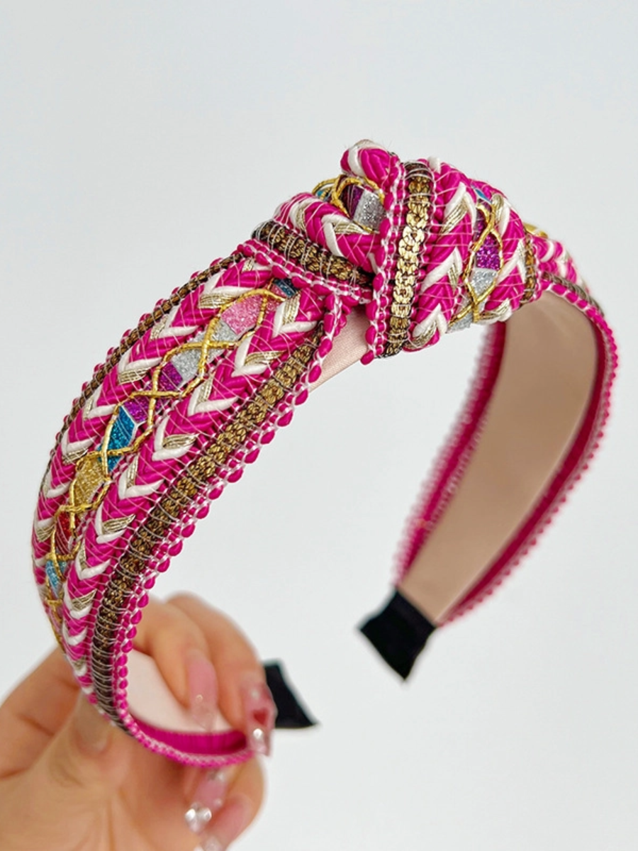 Boho Embellished Woven Knot Headband - Final Sale