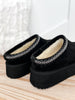 Corky's Pillow Talk Platform Slippers - Black Faux Suede