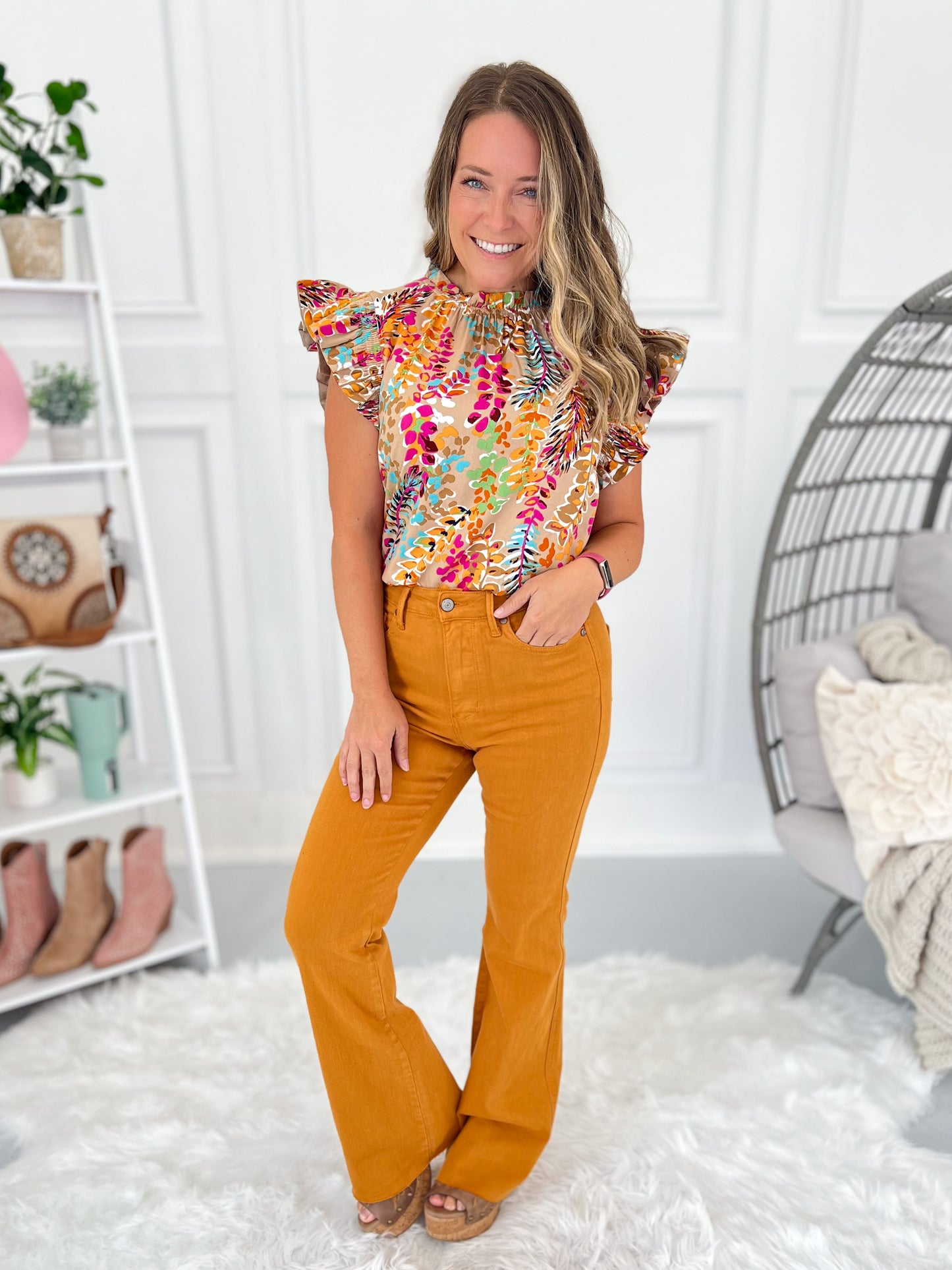 Judy Blue Tummy Control Marigold Dyed Flare Jeans