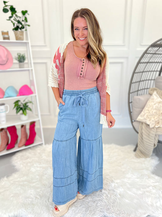 Feeling Cutesy Washed Denim Pants - Final Sale