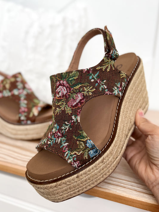 Corky's Freddie Wedge - Rust Floral