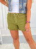 Judy Blue Fray Hem Olive Shorts