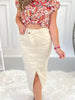 Judy Blue - Beige Dyed Criss Cross Waistband Front Slit Skirt