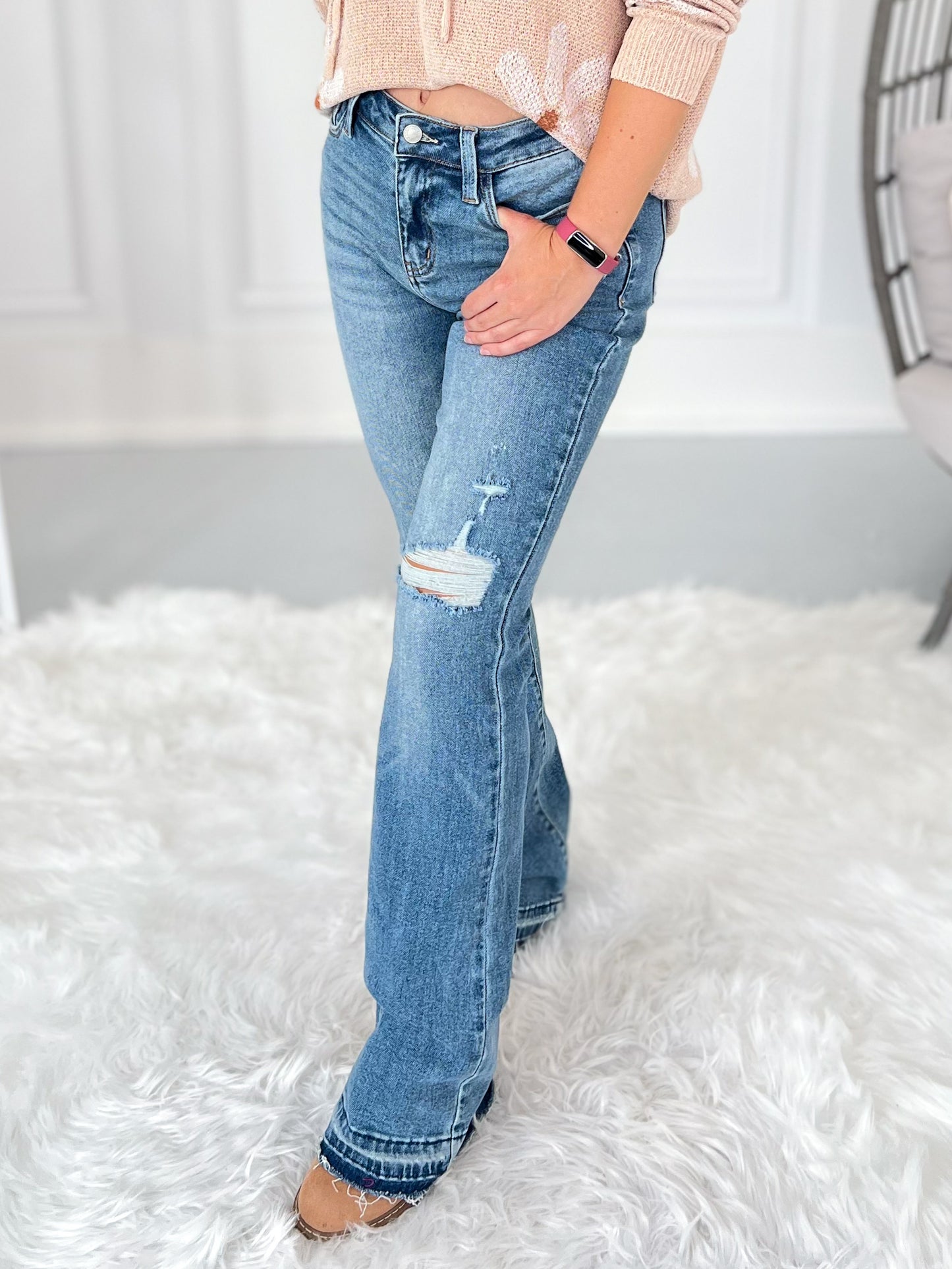 Walk It Out - Judy Blue Release Hem Bootcut Jeans