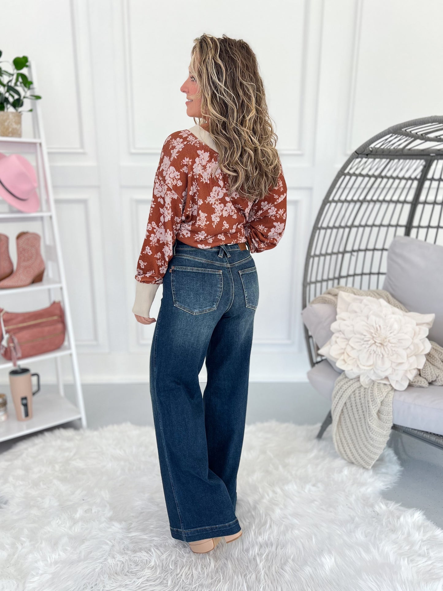 Easy Street - Judy Blue Tummy Control Retro Wide Leg Jean