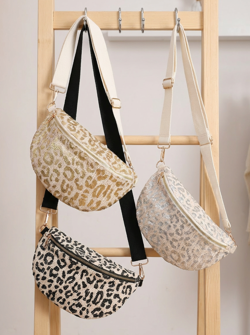 Leopard Pattern Adjustable Crossbody Bag