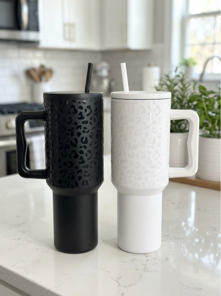 40oz Stainless Steel Leopard Tumbler