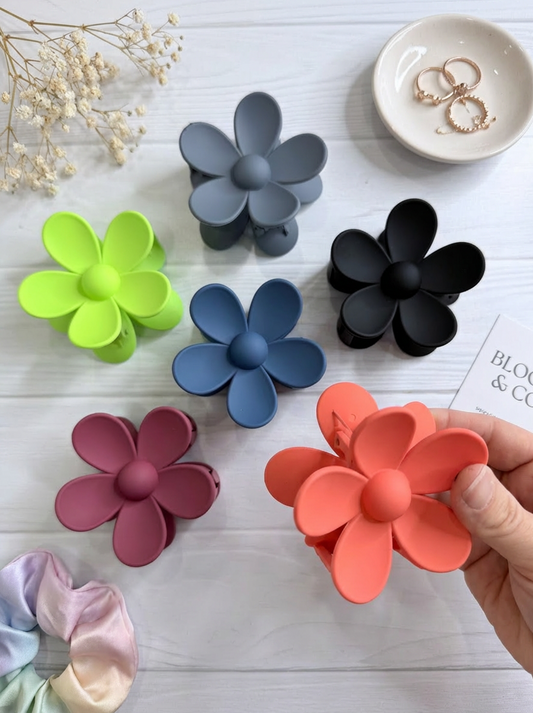 Oversized Matte Flower Hair Claw Clips
