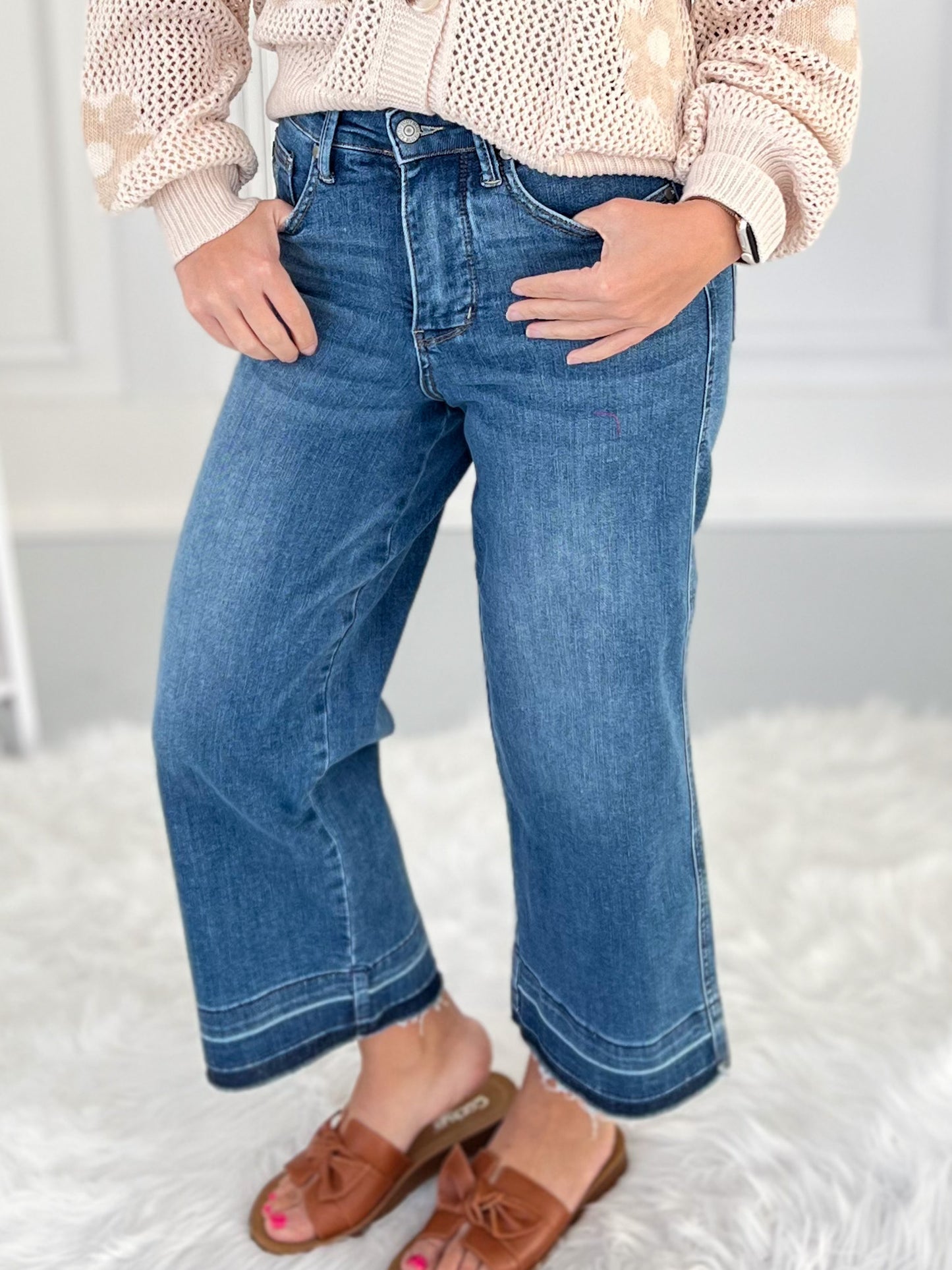 Spring Forward - Judy Blue Tummy Control Cropped Wide Legs Jeans