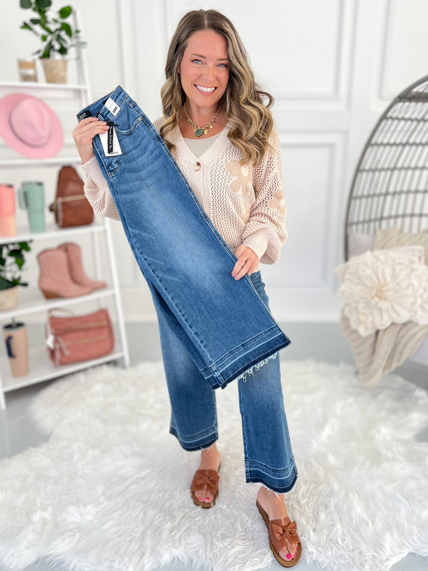 Spring Forward - Judy Blue Tummy Control Cropped Wide Legs Jeans