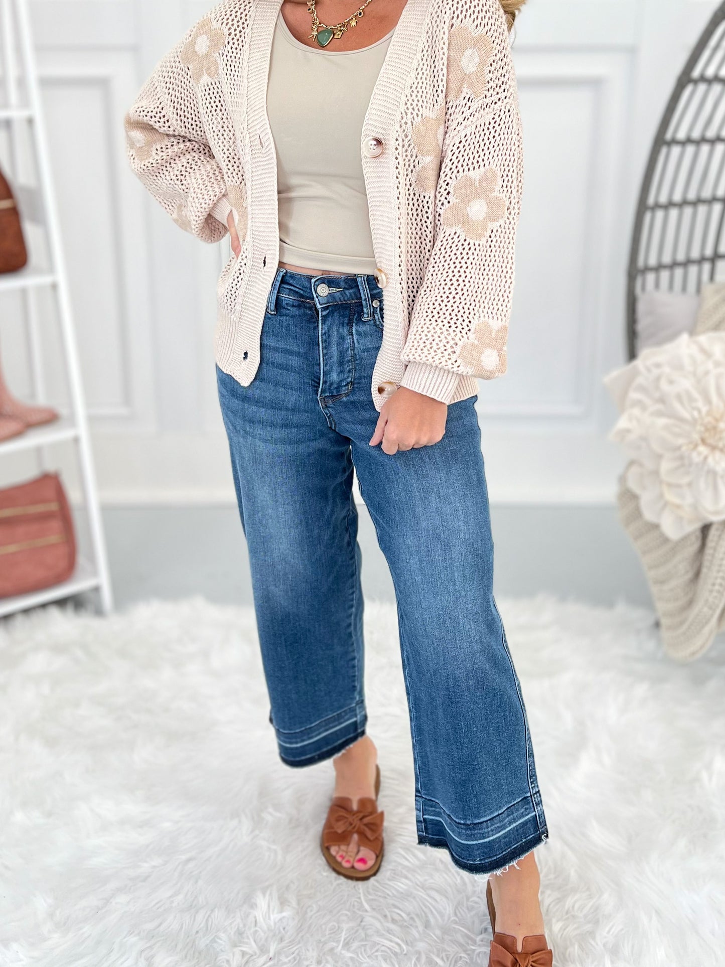 Spring Forward - Judy Blue Tummy Control Cropped Wide Legs Jeans