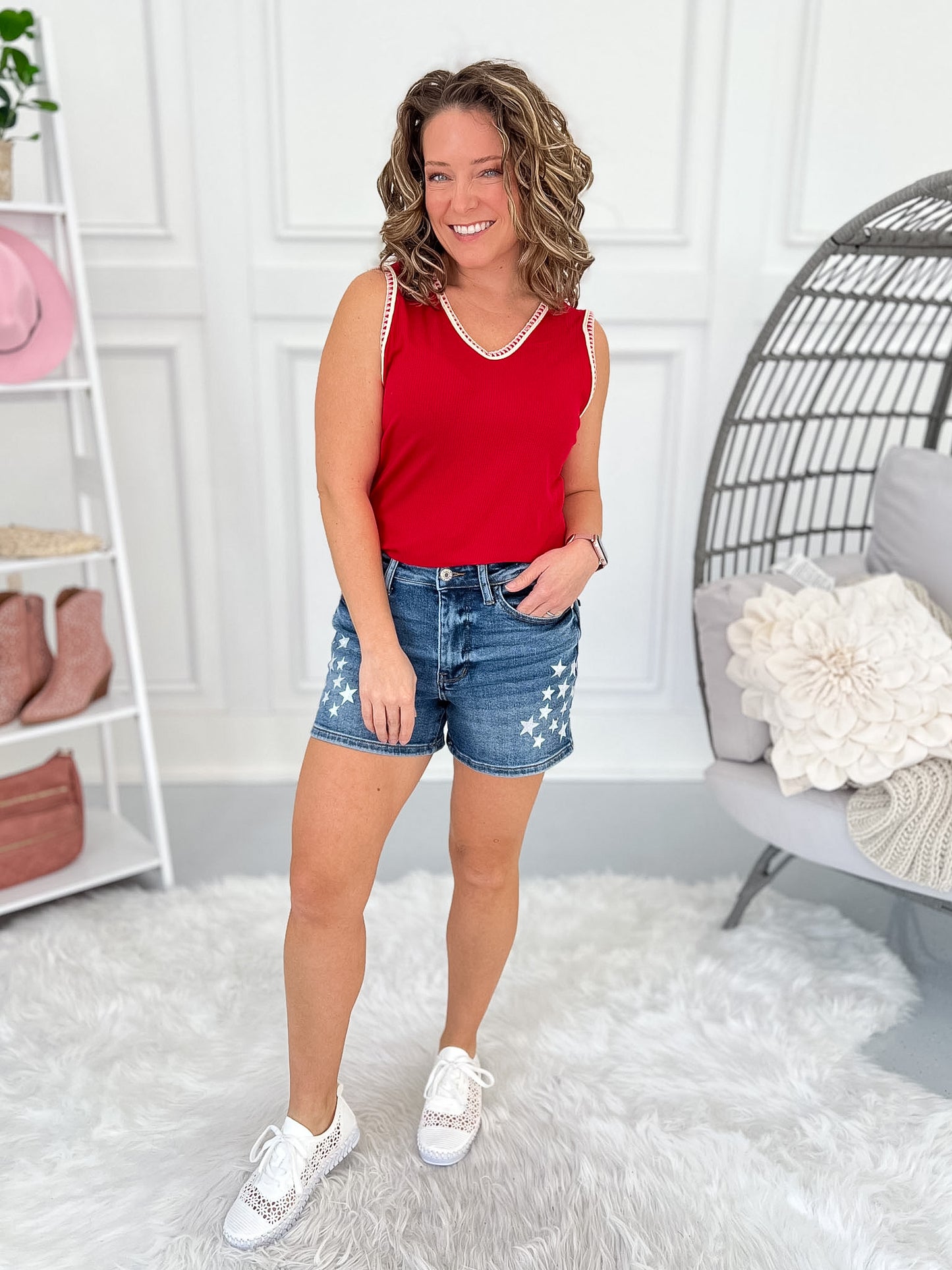 All Star - Judy Blue Star Splatter Shorts