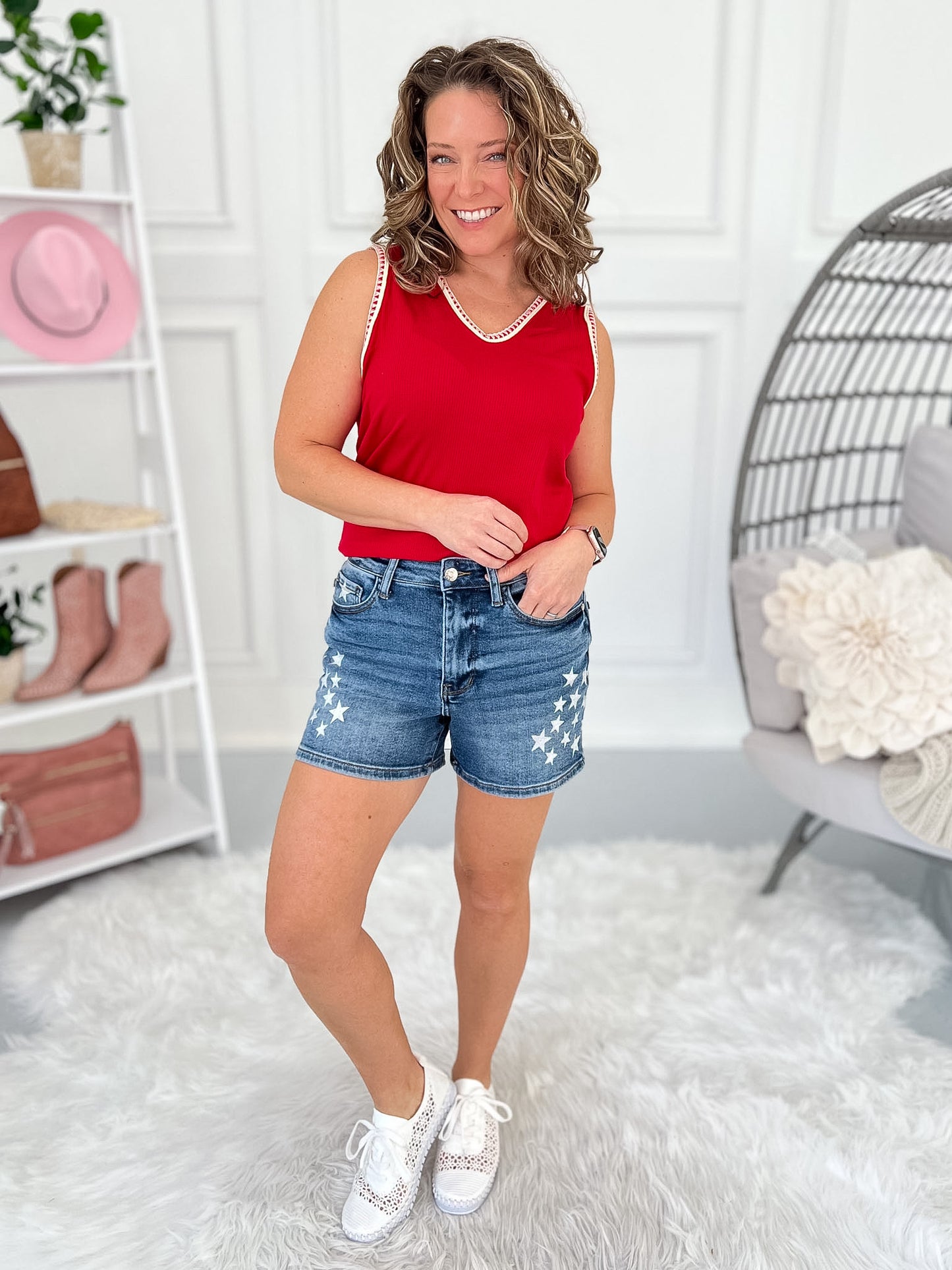All Star - Judy Blue Star Splatter Shorts