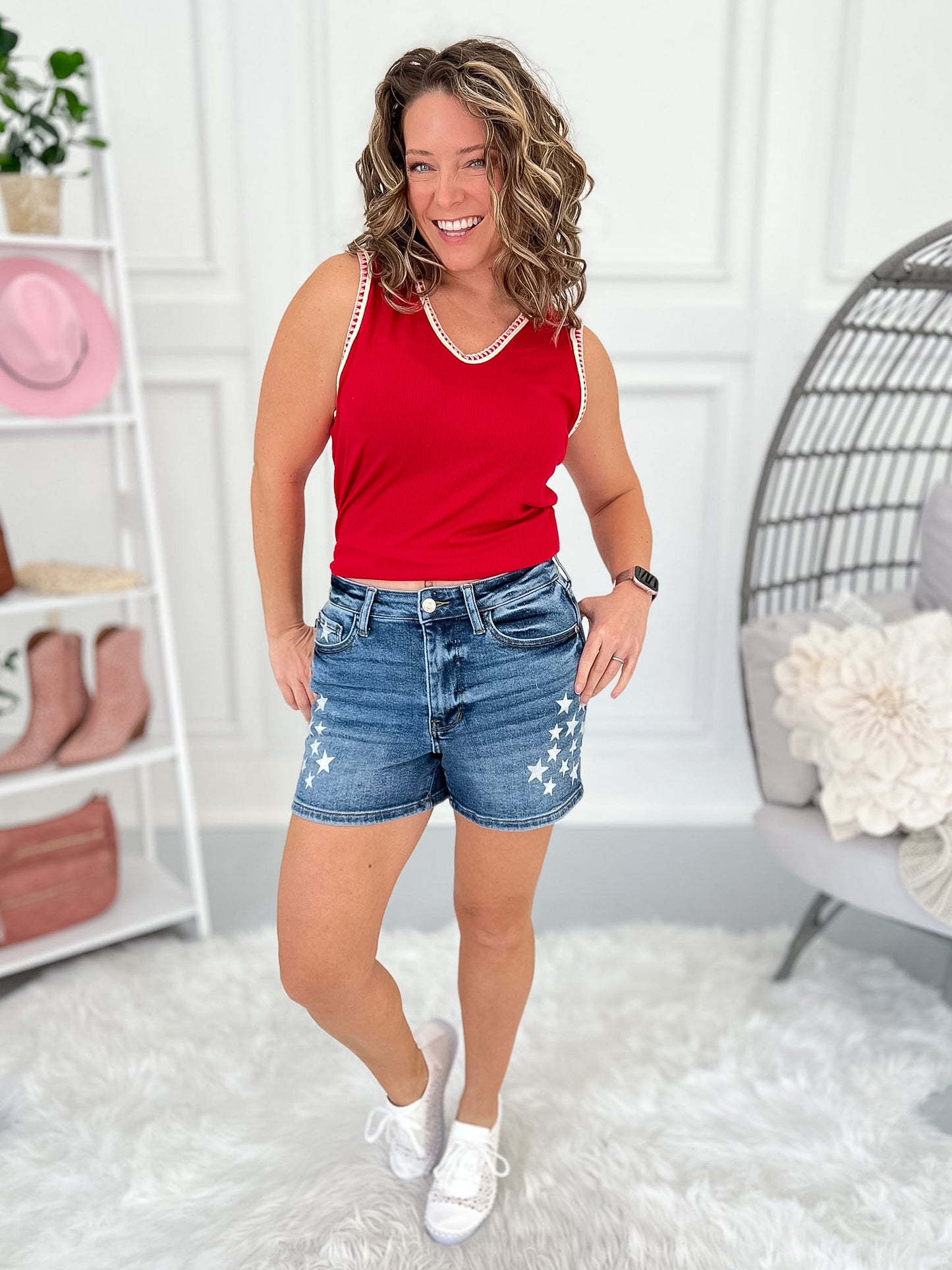 All Star - Judy Blue Star Splatter Shorts
