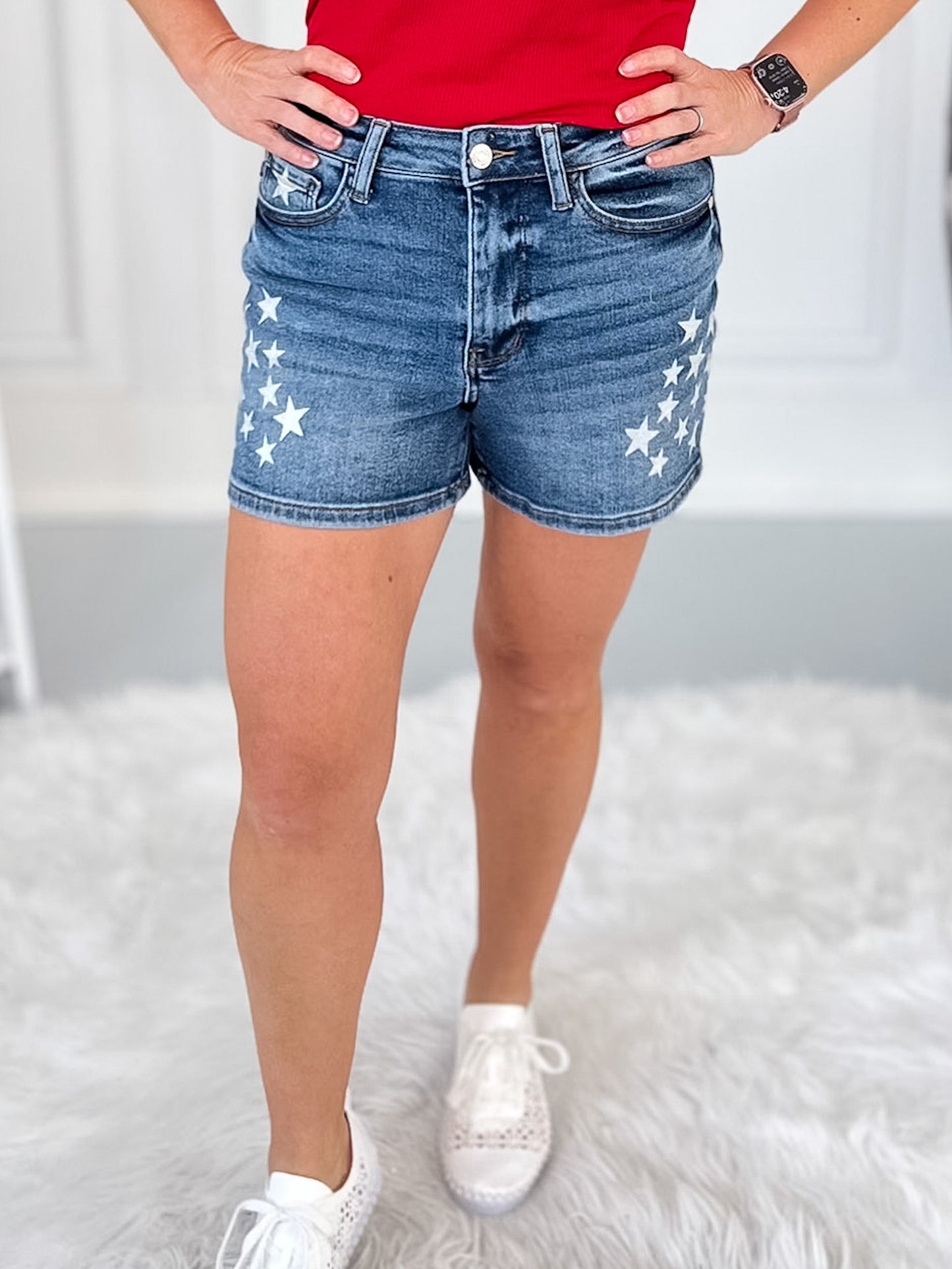 All Star - Judy Blue Star Splatter Shorts