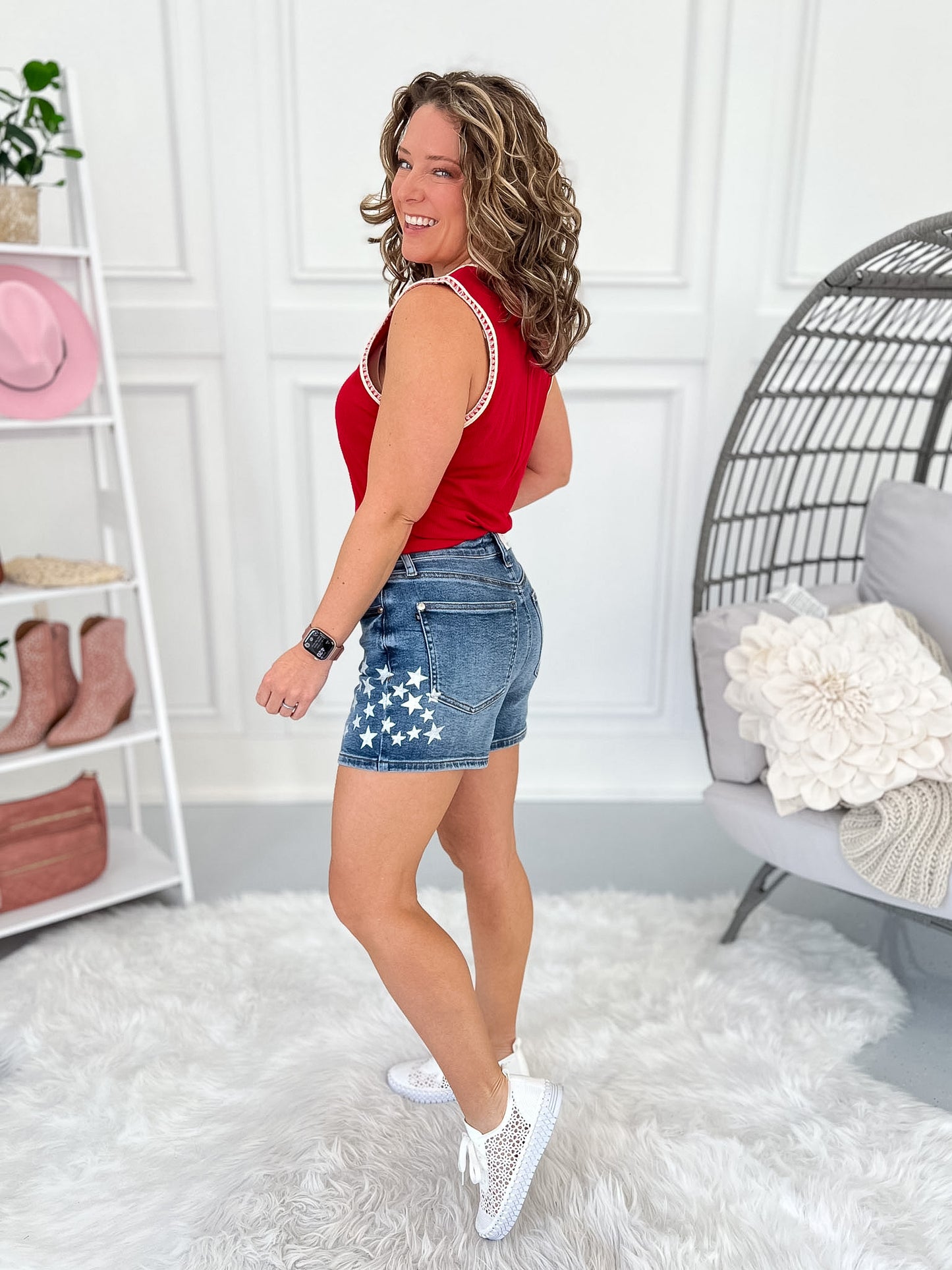 All Star - Judy Blue Star Splatter Shorts