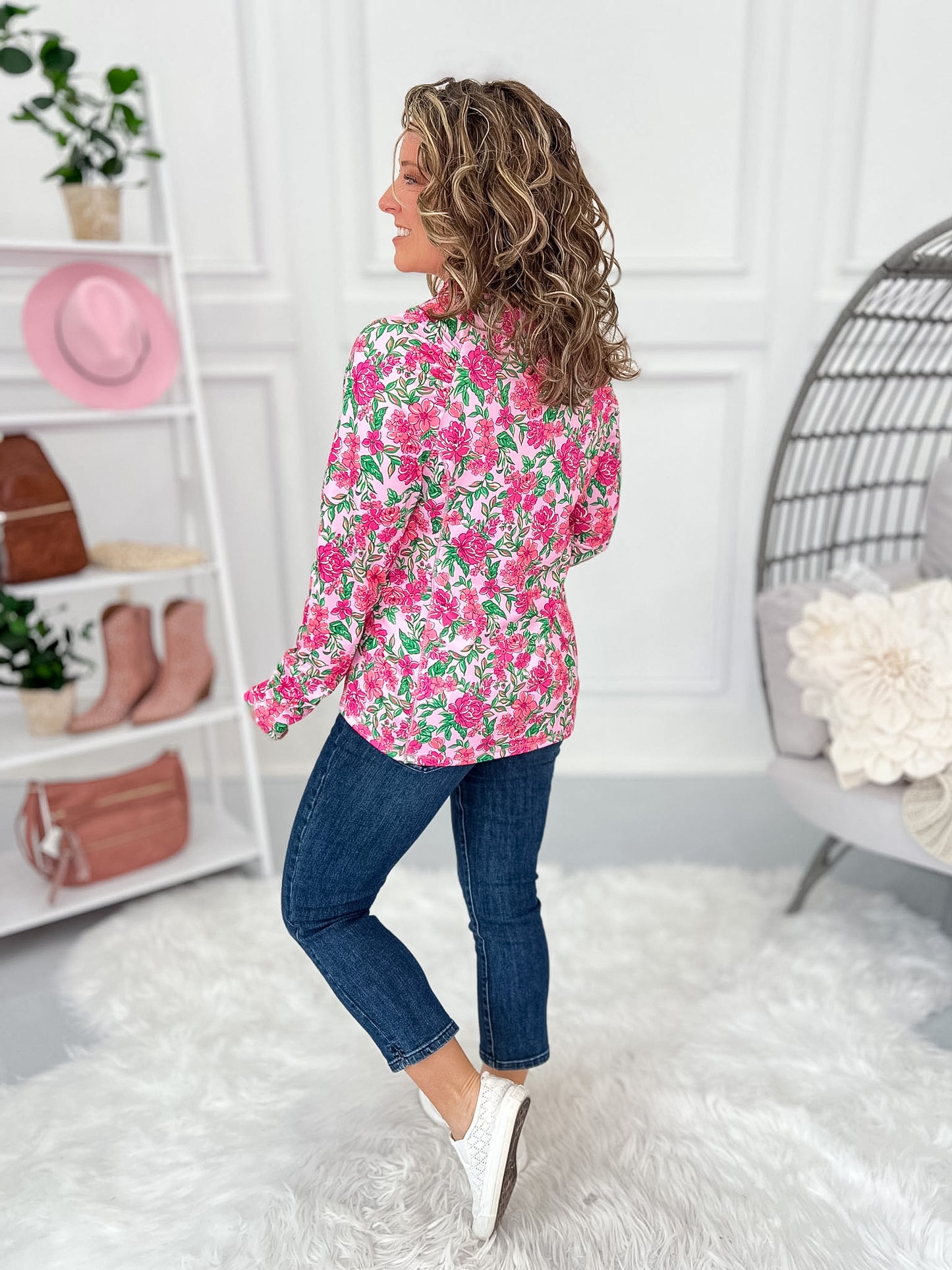 Blooming Away Quarter Zip Top