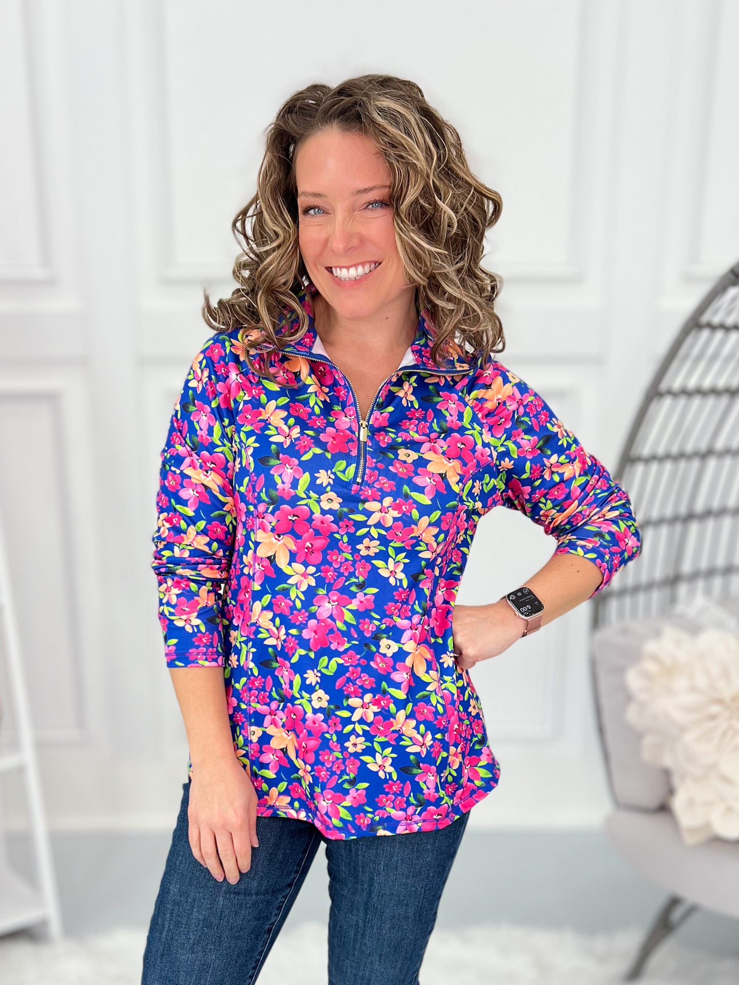 Back In Bloom Quarter Zip Top