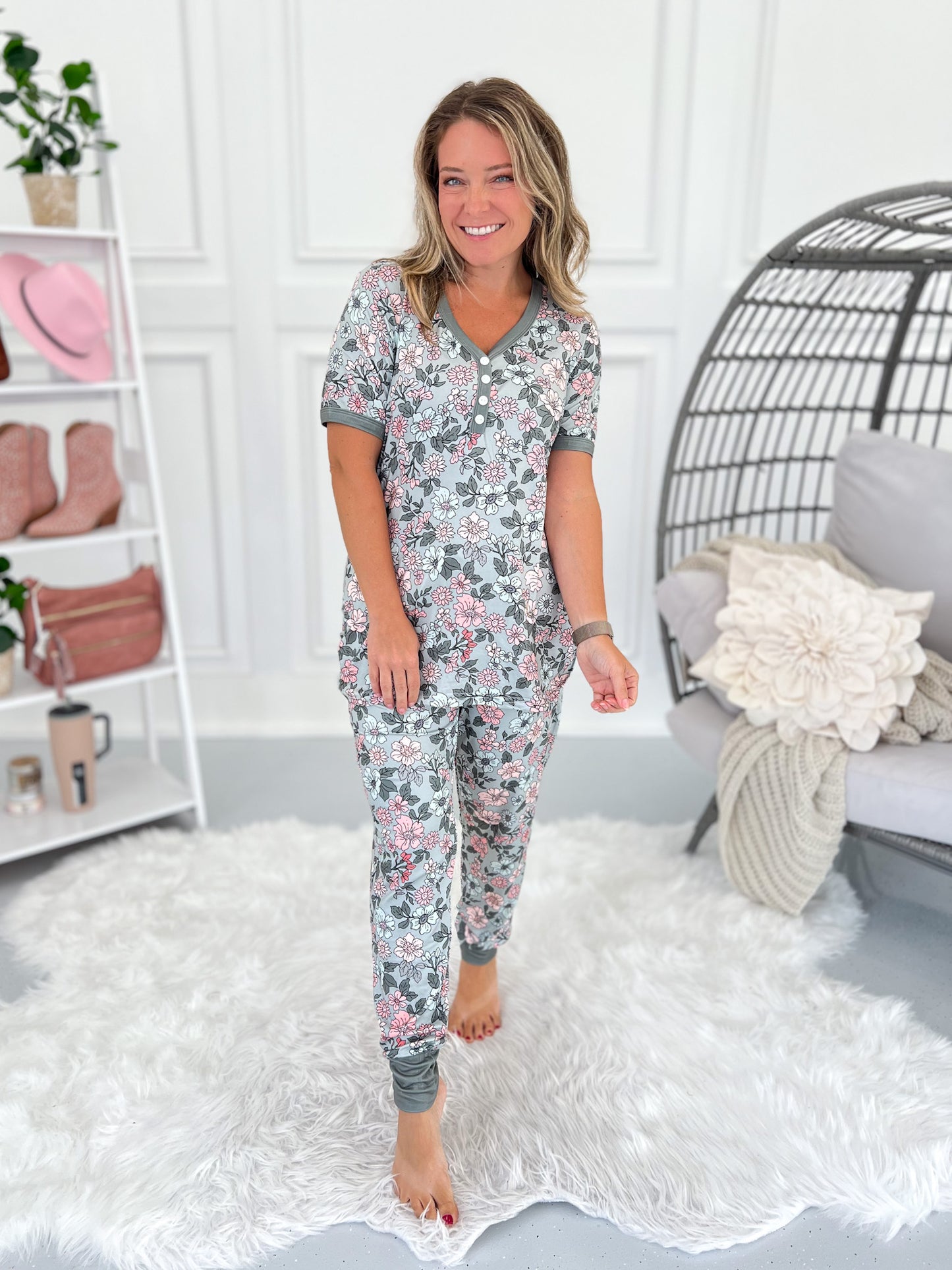 Crazy Soft Pajama Jogger Set - Sage Floral