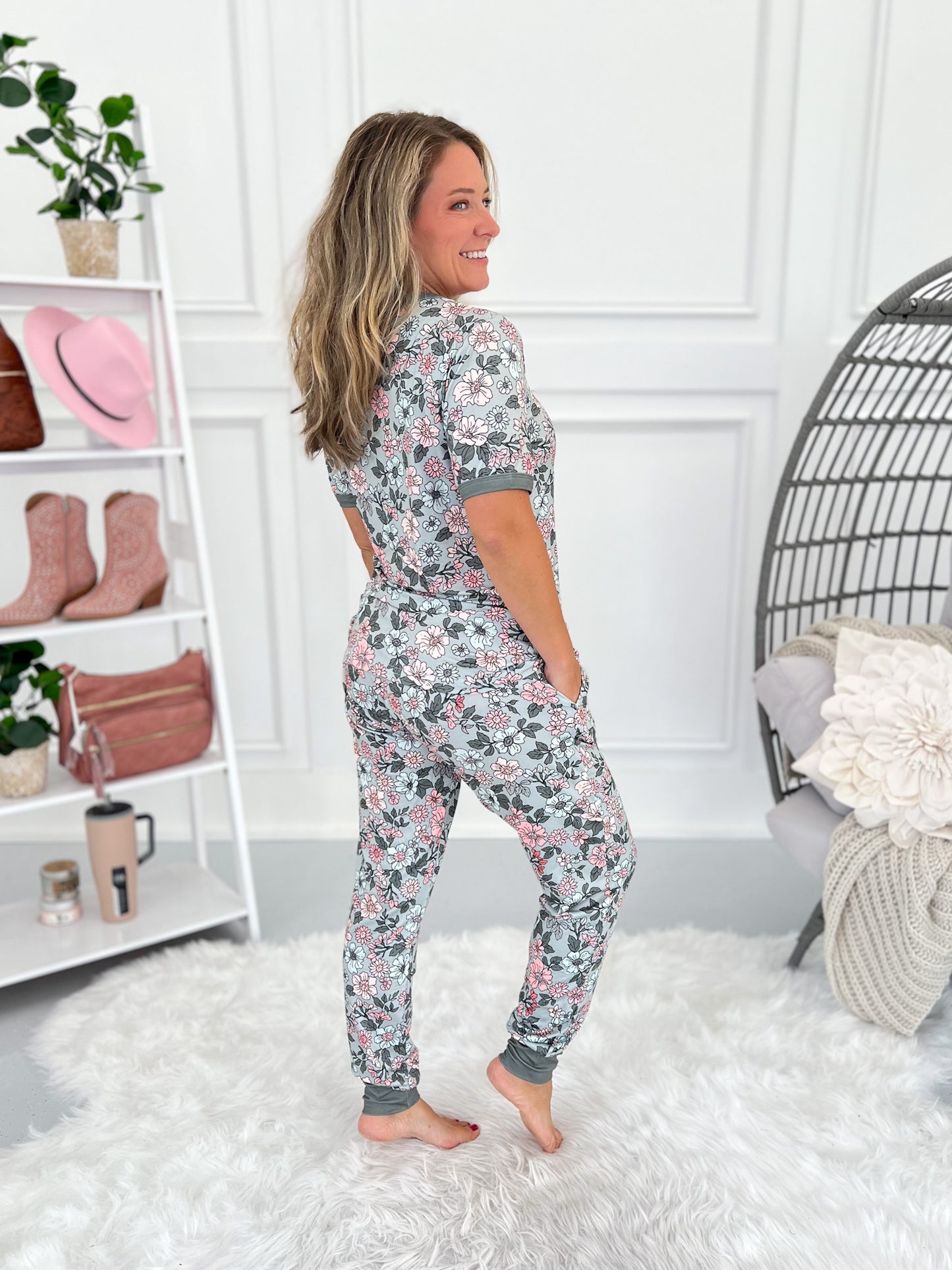 Crazy Soft Pajama Jogger Set - Sage Floral