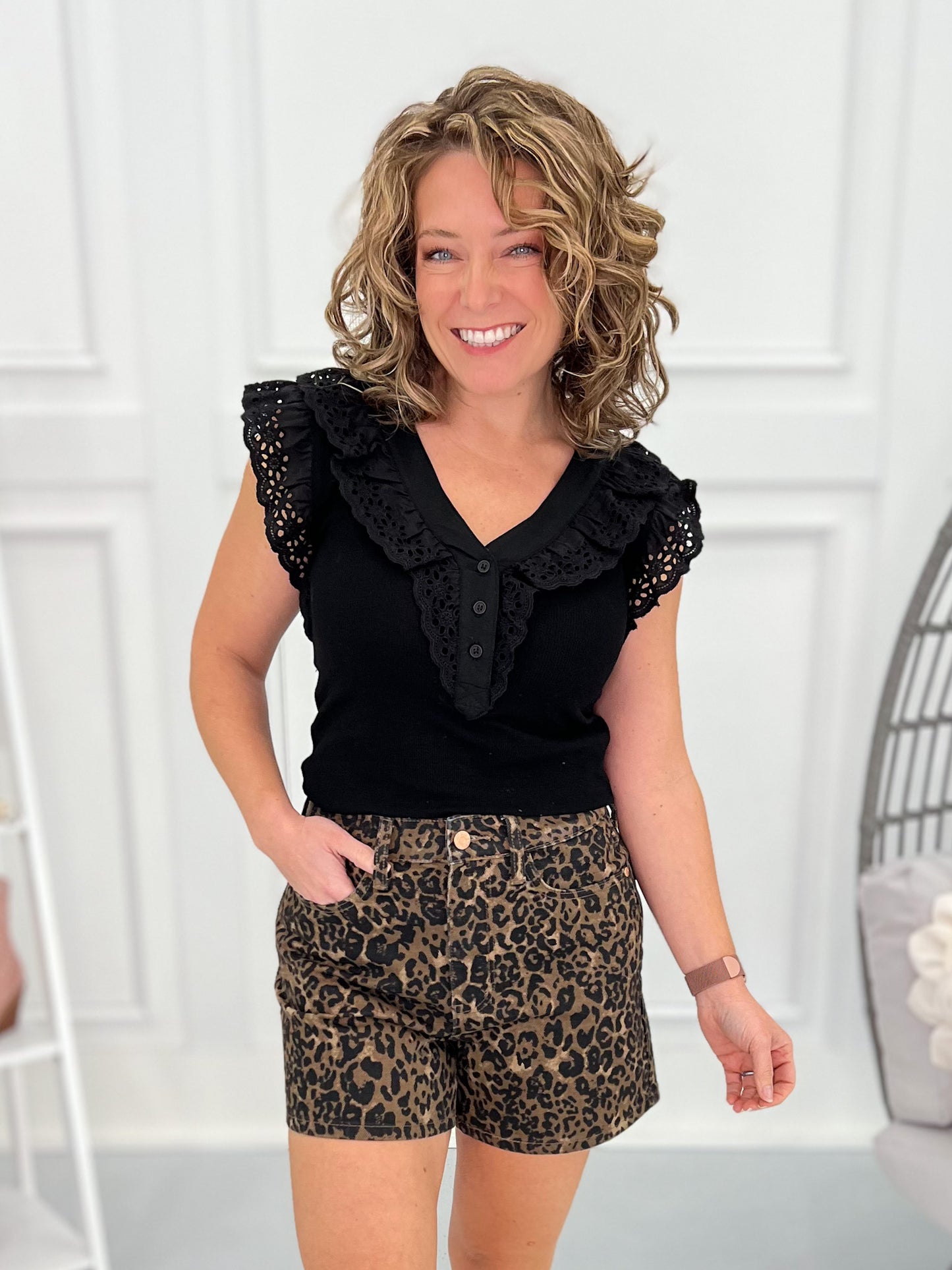 Wild Card - Judy Blue Rigid Magic Leopard Print Shorts