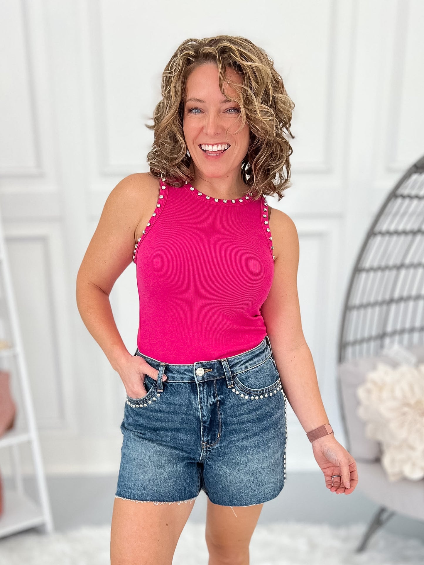 What A Stud - Judy Blue Rigid Magic Dome Studded Shorts