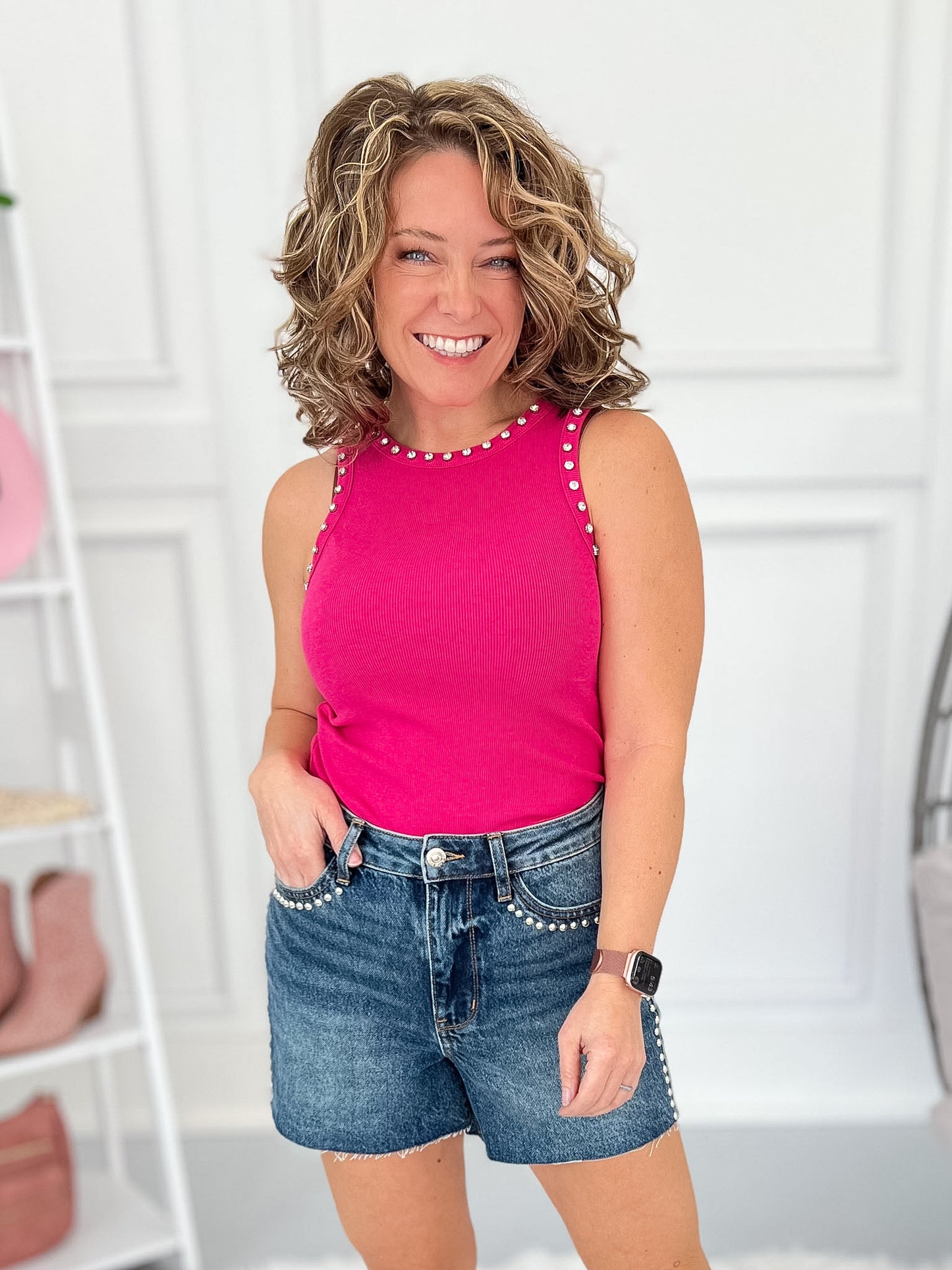 What A Stud - Judy Blue Rigid Magic Dome Studded Shorts