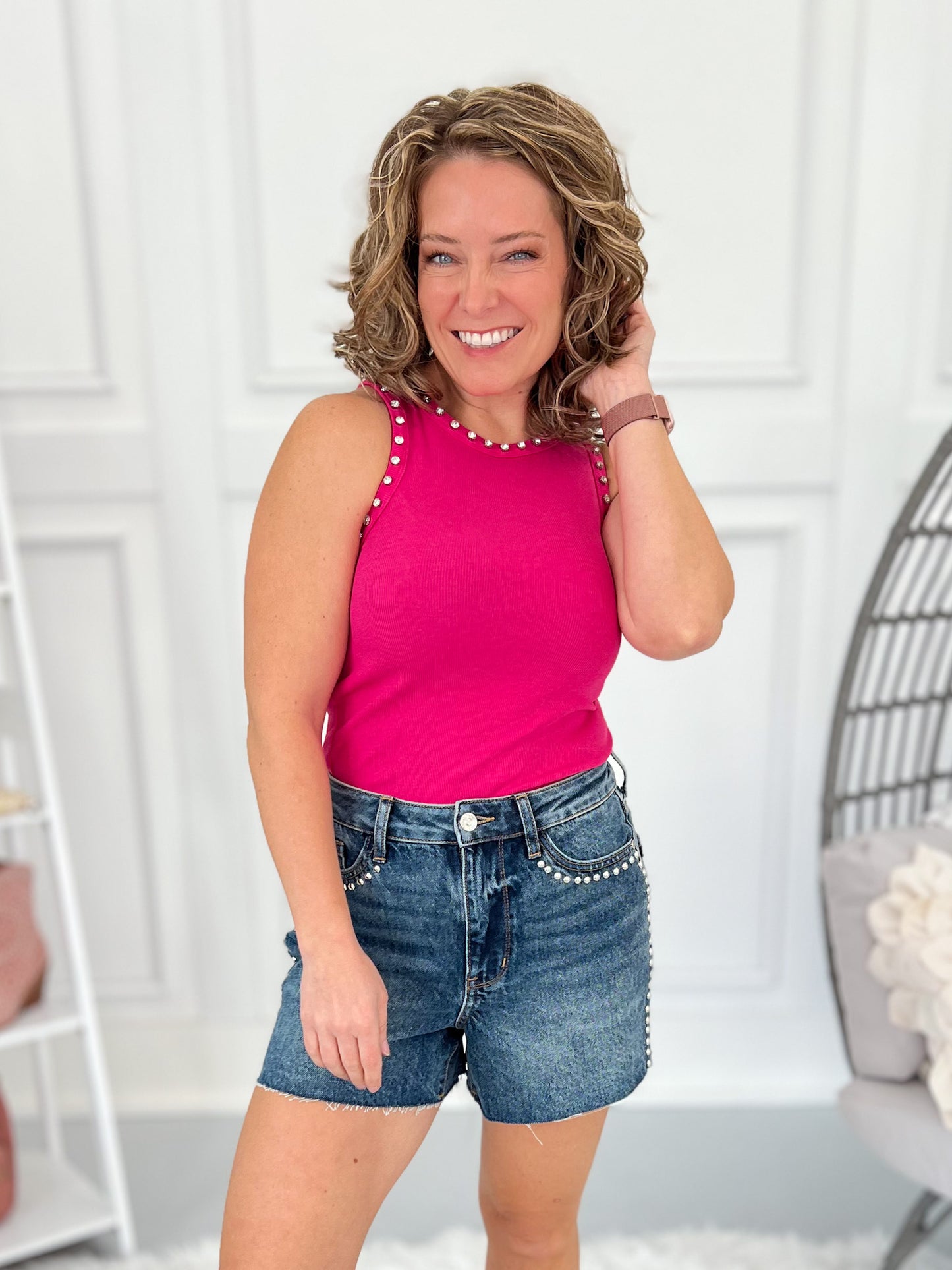 What A Stud - Judy Blue Rigid Magic Dome Studded Shorts