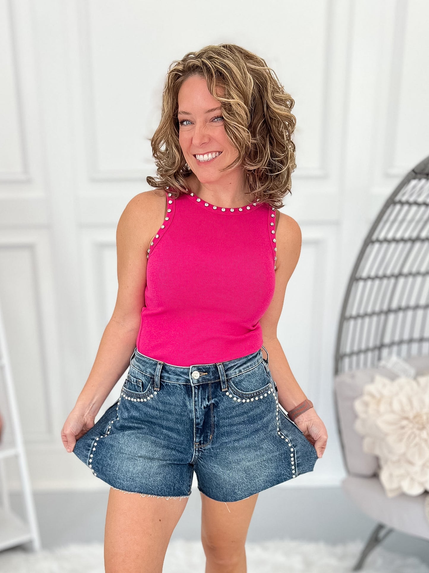 What A Stud - Judy Blue Rigid Magic Dome Studded Shorts