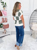 Checking In Knit Top - Sage