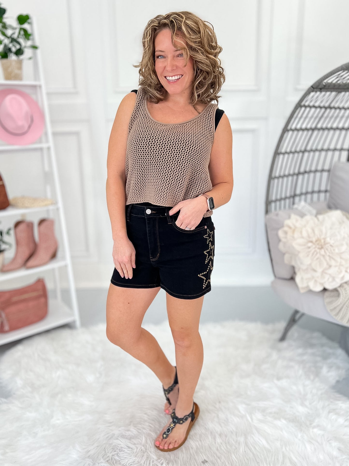 Star Struck - Judy Blue Black Star Studded Shorts