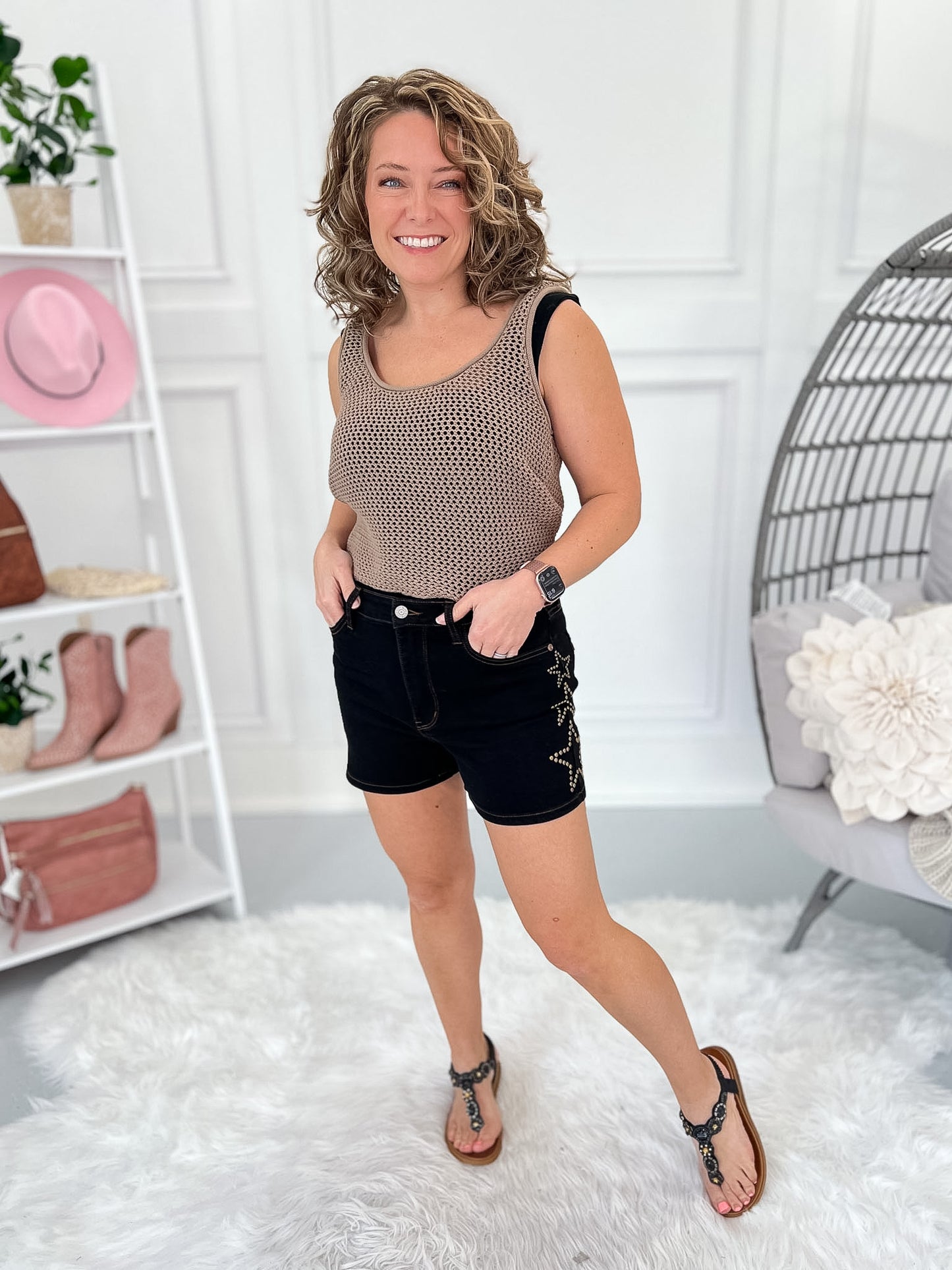 Star Struck - Judy Blue Black Star Studded Shorts