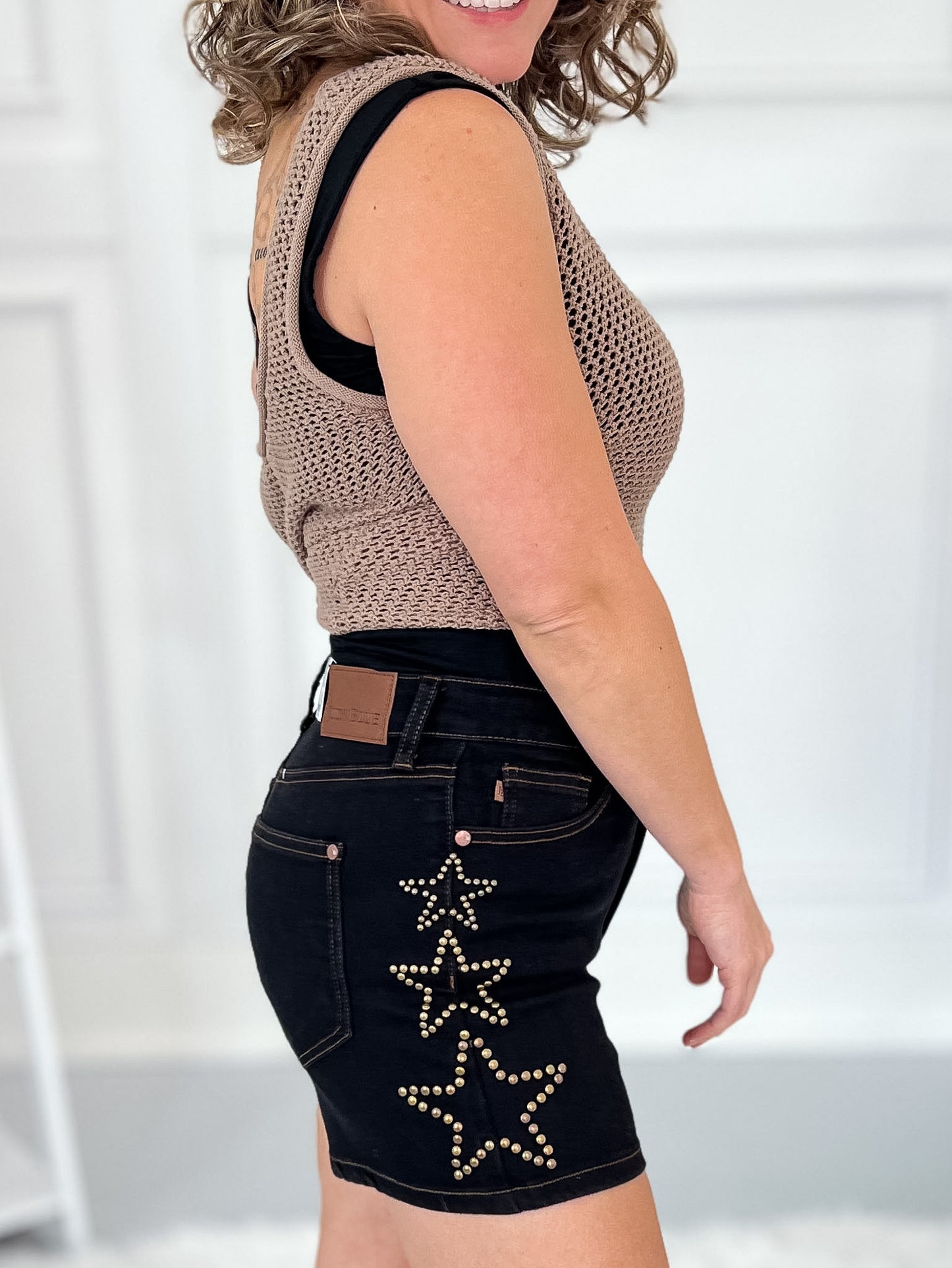 Star Struck - Judy Blue Black Star Studded Shorts