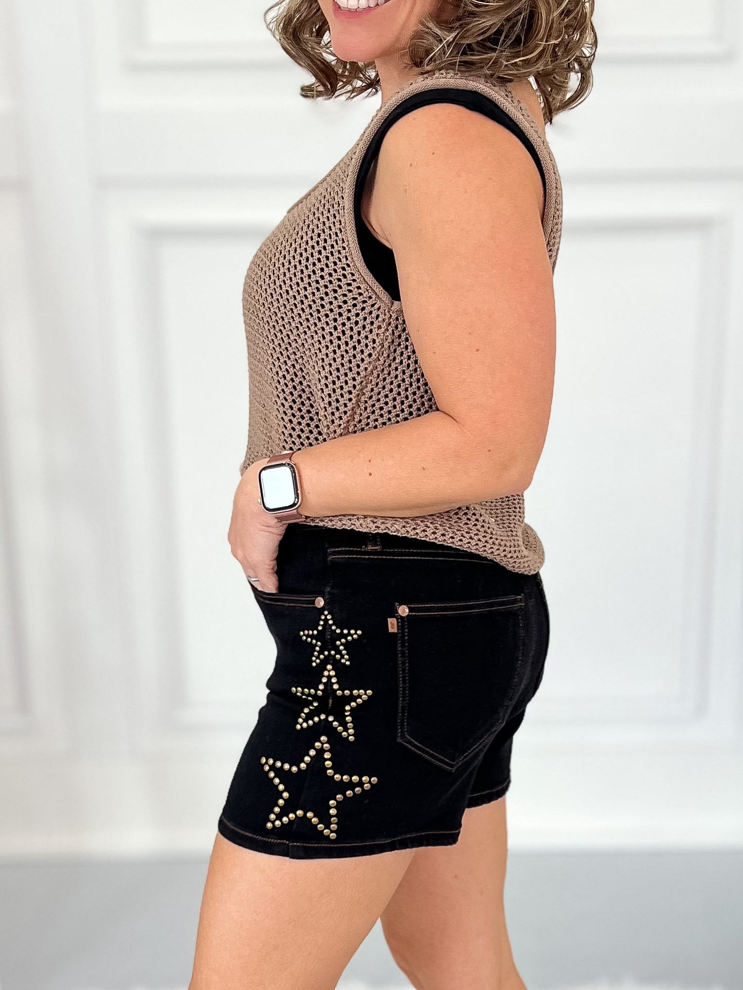 Star Struck - Judy Blue Black Star Studded Shorts