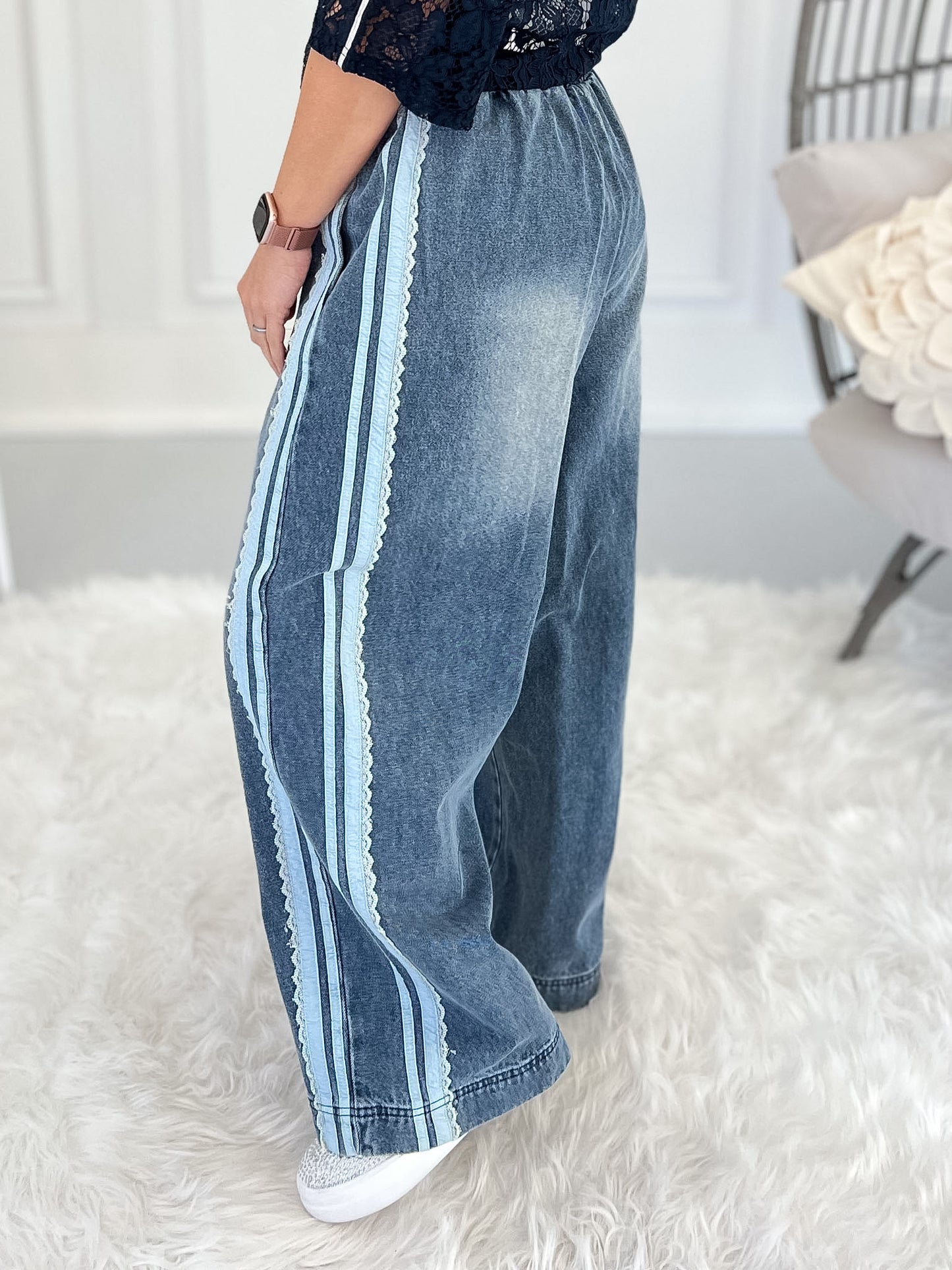 Time And Lace Denim Pants